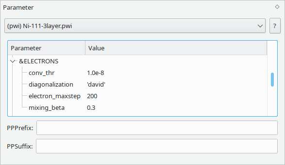 Parameter widget